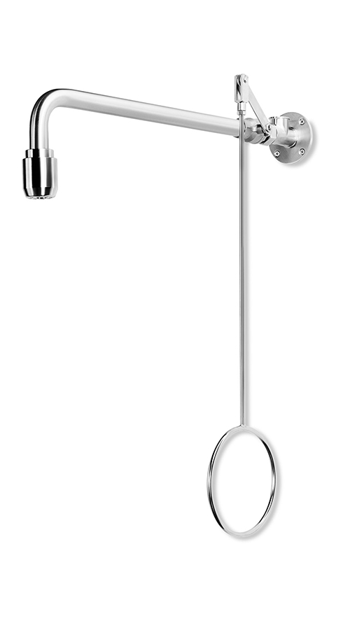 Body safety shower, body safety showers, body safety showers wall mounted, exposed pipework, stainless steel